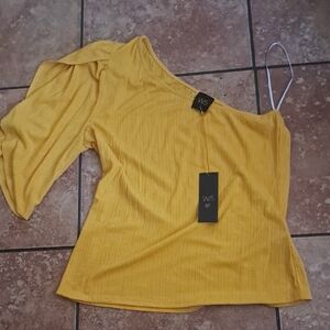 W5 Mustard Yellow Asymmetrical Blouse In Colab With Anthropologie.